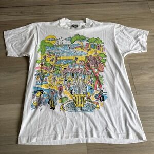 Rare Vintage Screen Stars Shirt XL Palm Beach Resort Palm Tree Vacation 80s Neon